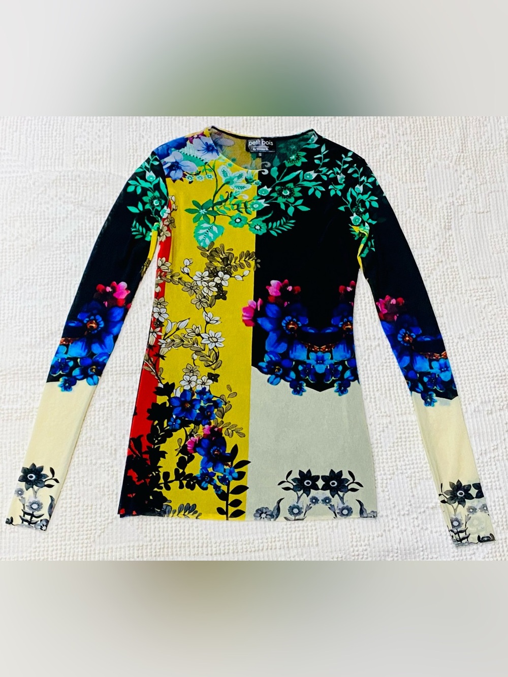 Viviana Multicolor Floral Patchwork Long Sleeve Top